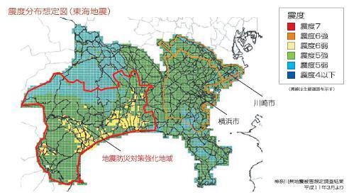 地図：神奈川県内東海地震強化地域