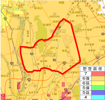地図：元禄型関東地震　想定震度