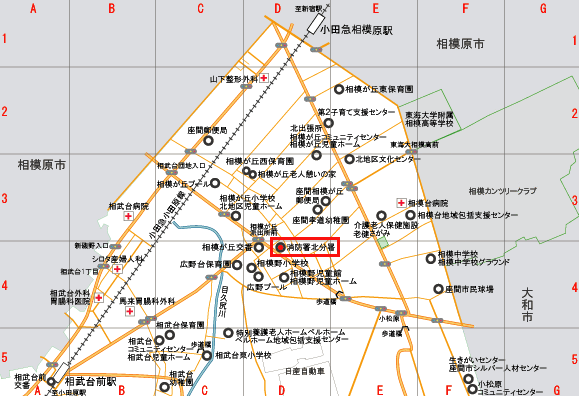 地図：消防署北分署周辺