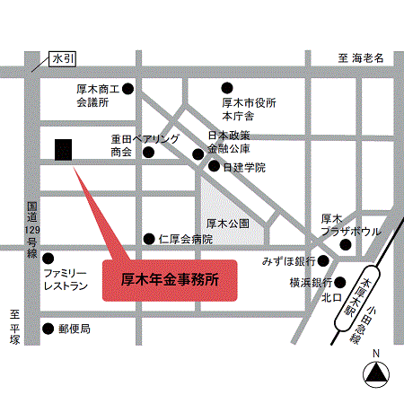 地図：厚木年金事務所周辺