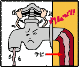 イラスト：水の出が悪い様子