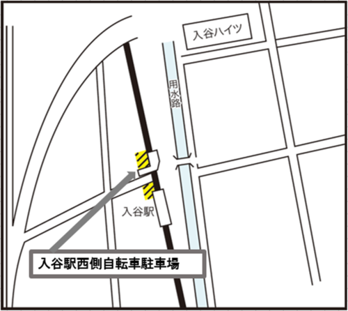 地図：入谷駅西側自転車駐車場案内