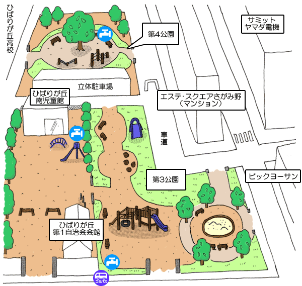 地図：ひばりが丘第3・第4公園