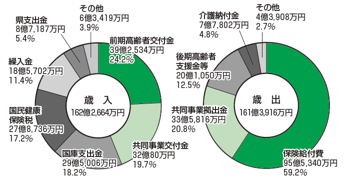 グラフ：円グラフ　国民健康保険事業特別会計　歳入　歳出