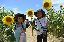 写真：切り花を持つ子供