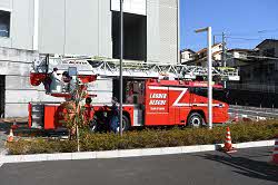 消防車両が展示されている。