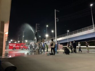 写真：消防署本署での撮影の様子