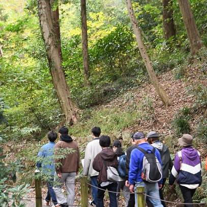 里山歩き(参加者が公園内を散策している様子)