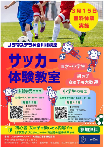 画像：ノジマステラサッカー体験・交流会のチラシ