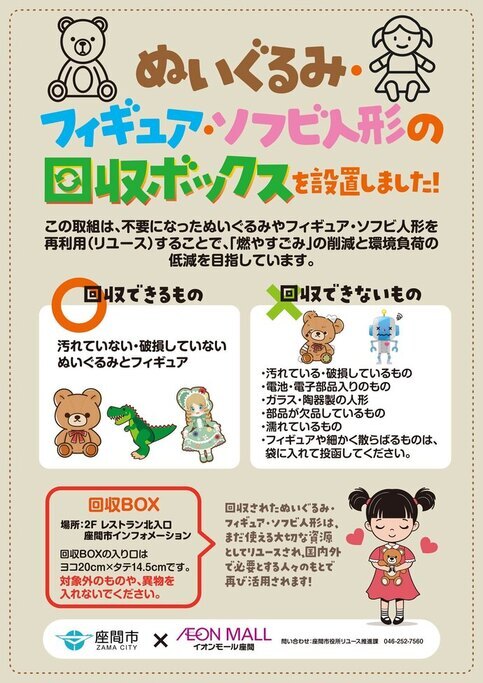 画像:ぬいぐるみ・フィギュア・ソフビ人形の回収ボックスを設置しました
