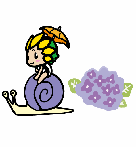 かたつむりとあじさい