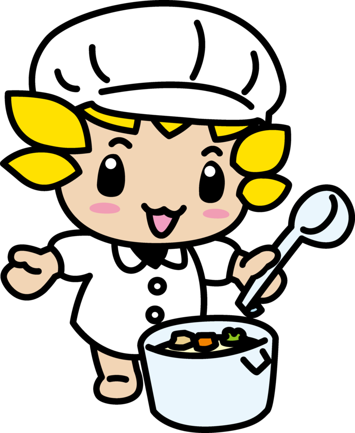 給食をよそるざまりん