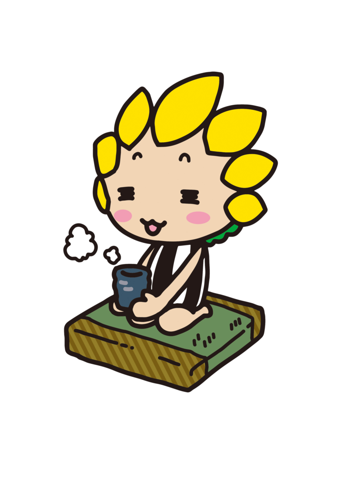 畳でお茶するざまりん