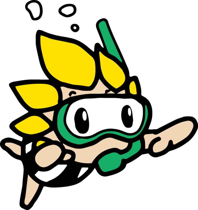 スキューバダイビングをするざまりん