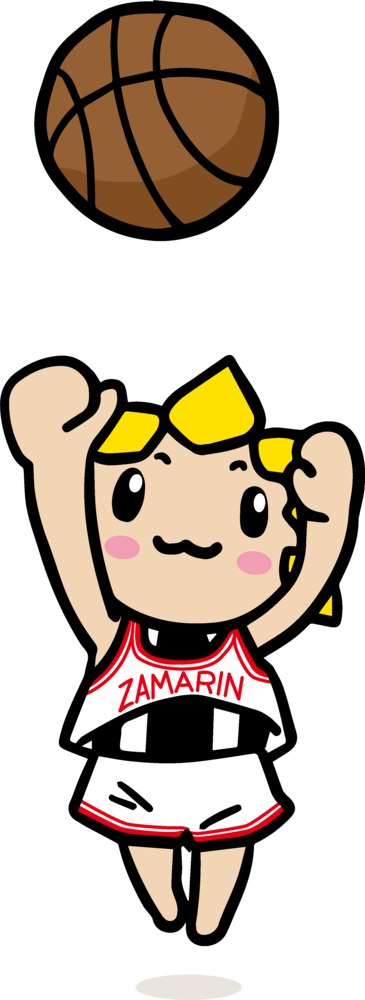 バスケをするざまりん