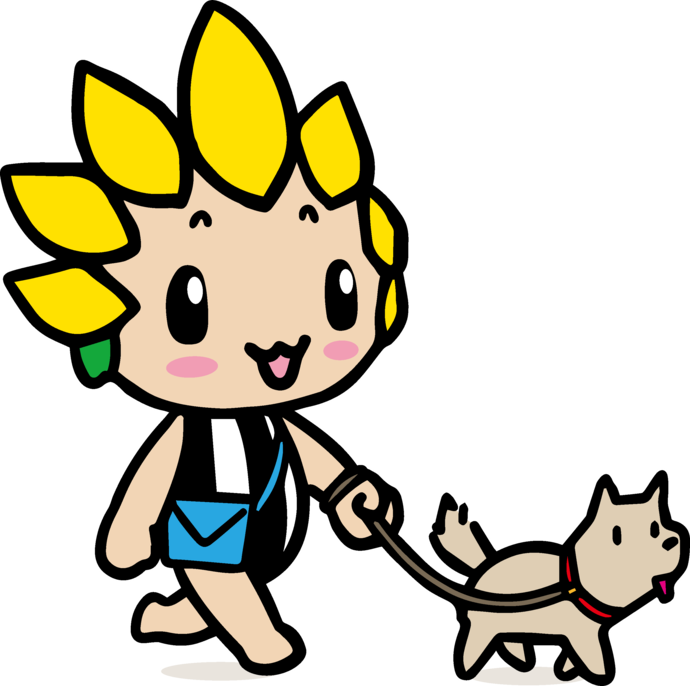 犬の散歩をするざまりん