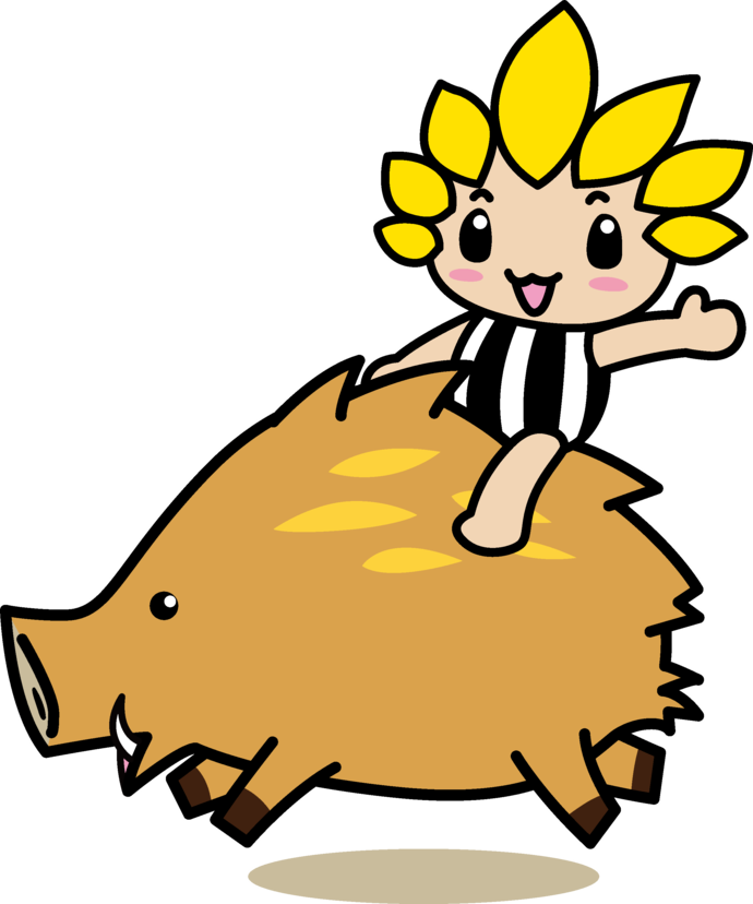 いのししに乗るざまりん