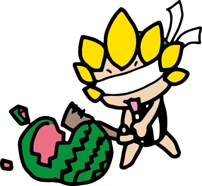すいか割りをするざまりん
