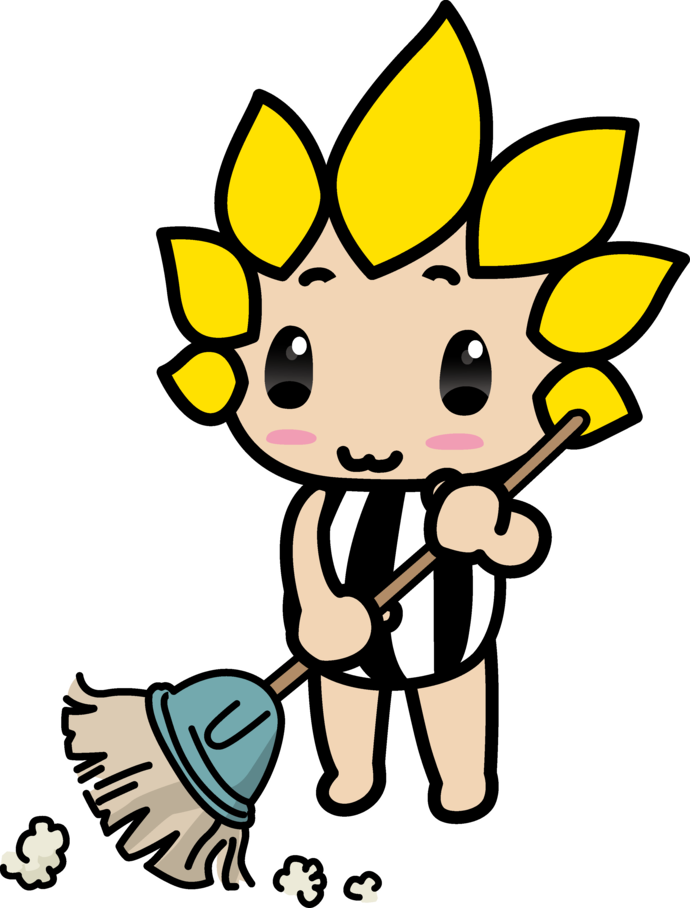 掃除をするざまりん
