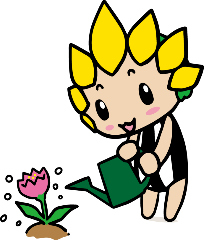 お花のみずやりをするざまりん