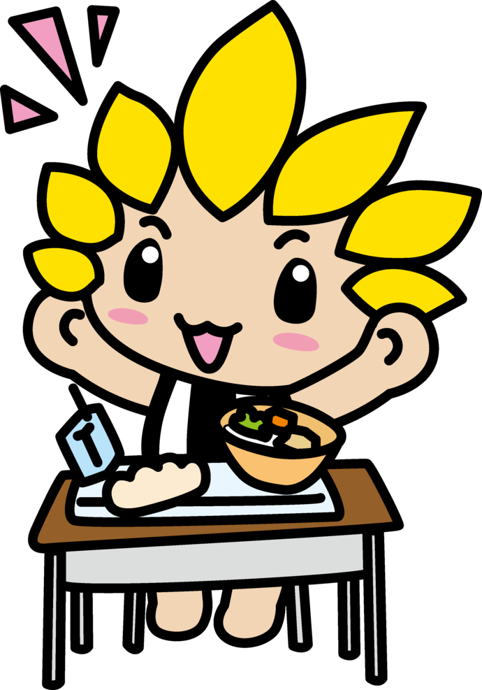 給食を前に喜ぶざまりん