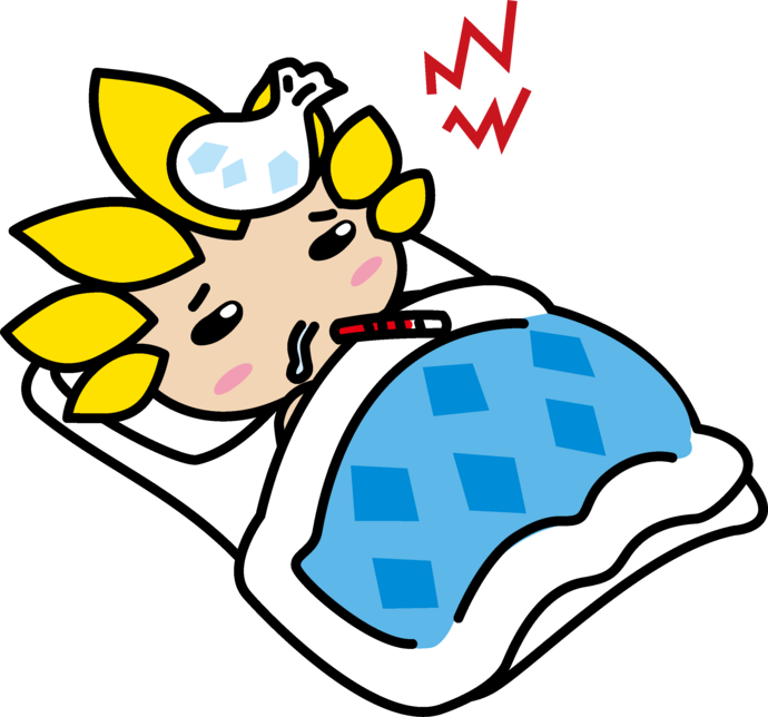風邪をひいたざまりん
