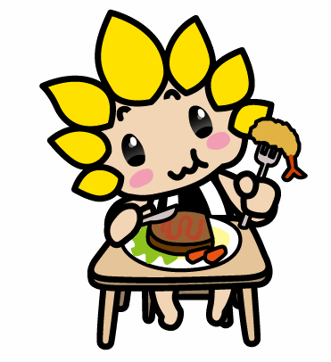 給食を食べるざまりん