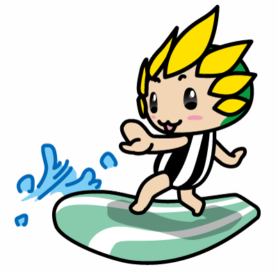 サーフィンをするざまりん