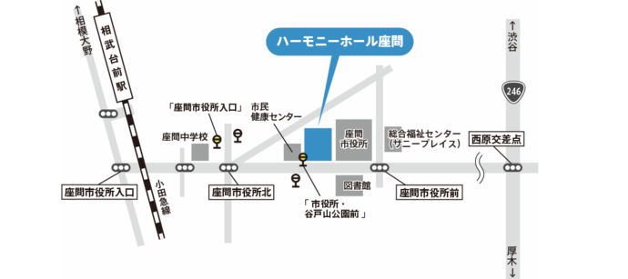 画像:ハーモニーホール座間周辺地図